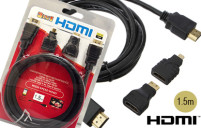 HDMI кабел 3 в 1 с адаптери 1.5 м. черен